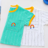 Baby Toddler Rainbow Striped Tee and Shorts Set