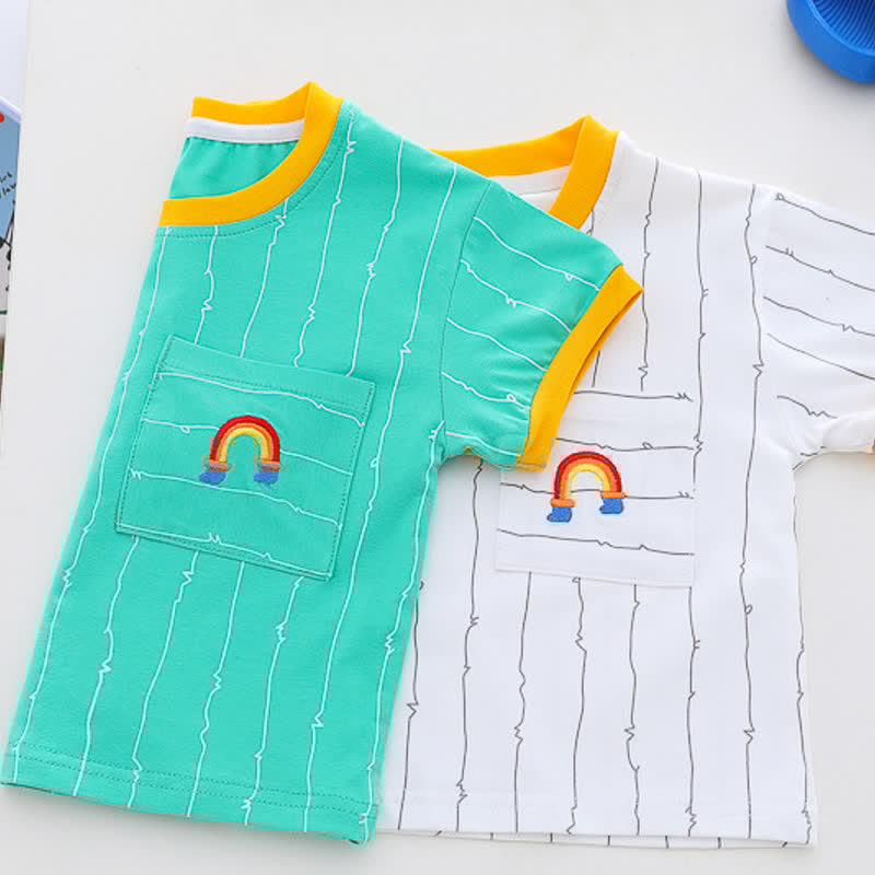 Baby Toddler Rainbow Striped Tee and Shorts Set