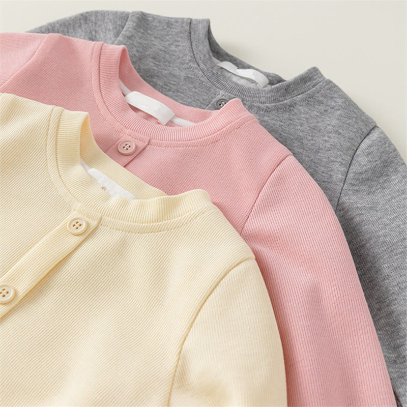Toddler Solid Color Button Sweatshirt