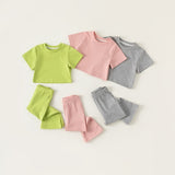 Toddler Girl Solid Color Flared Pajamas Set
