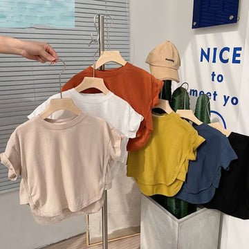Toddler Solid Color Irregular Loose Tee