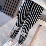 Toddler Girl Striped Patch Bear Leggings