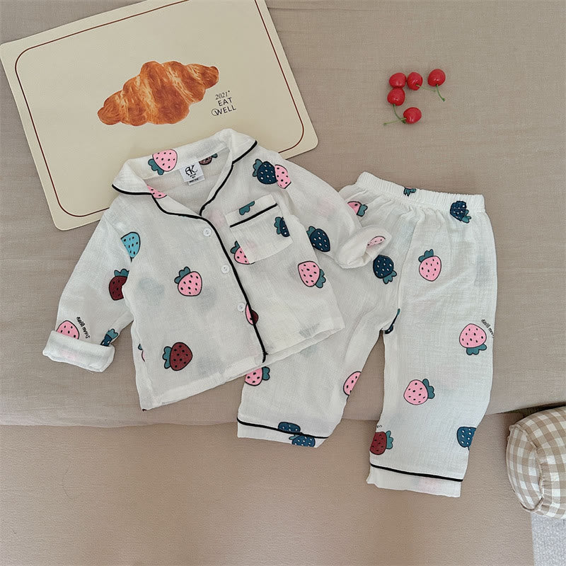 Toddler Strawberry Pocket Pajamas Set