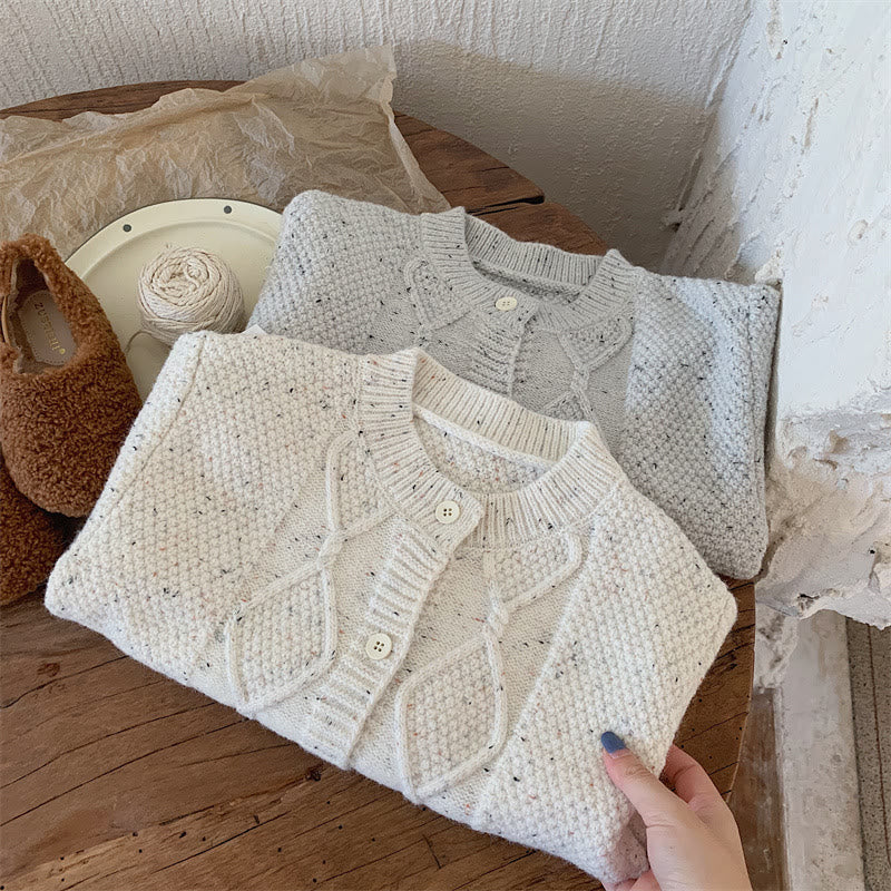 Toddler Colour Mixture Knitted Plaid Cardigan