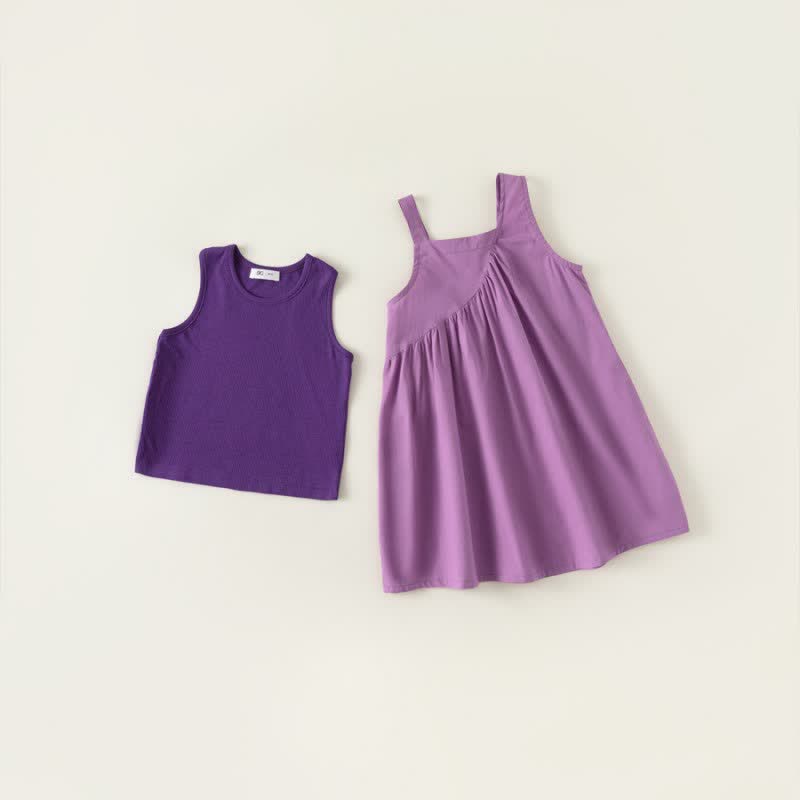 Toddler Girl Tank Top and Suspender Dress Set
