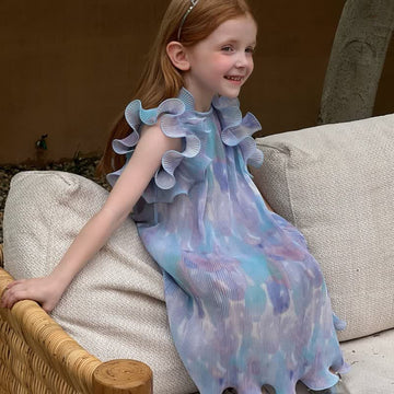 Toddler Girl Gradient Ruffle Chiffon Dress