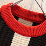 Toddler Boy Vertical Stripe Design Knitted Sweater