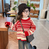 Toddler Girl Vintage Christmas Knitted Sweater