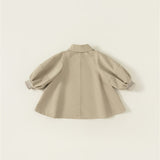 Toddler Girl Lapels Puff Sleeves Simple Coat