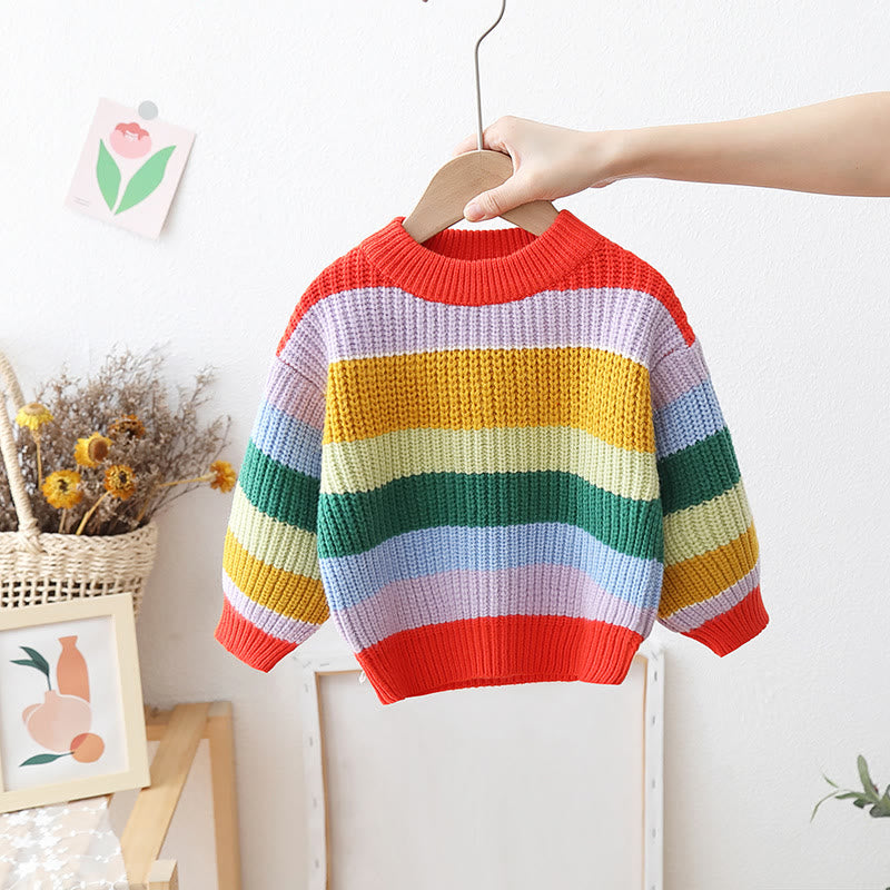 Toddler Rainbow Striped Sweater