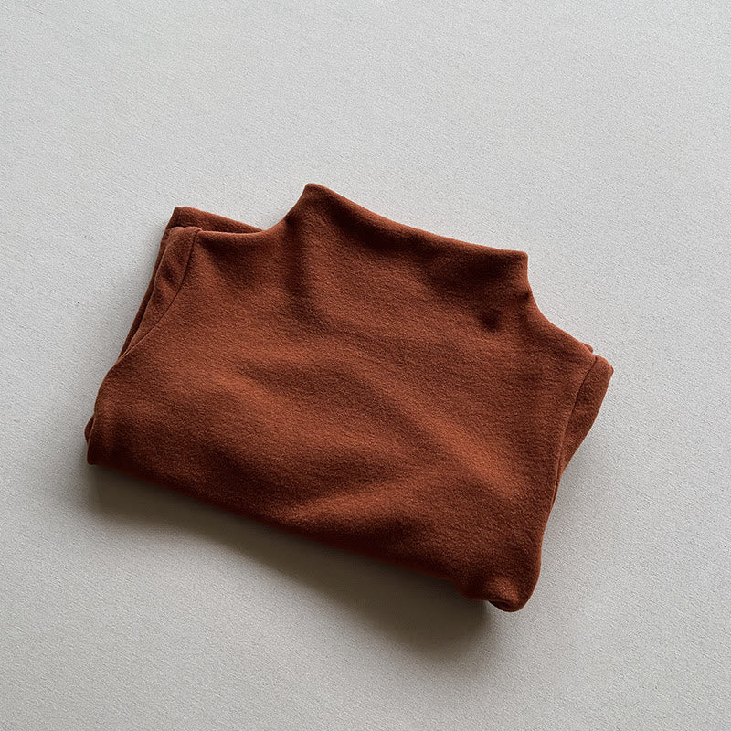 Toddler High Collar Solid Color Warm T-shirt