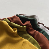 Toddler High Collar Solid Color Warm T-shirt