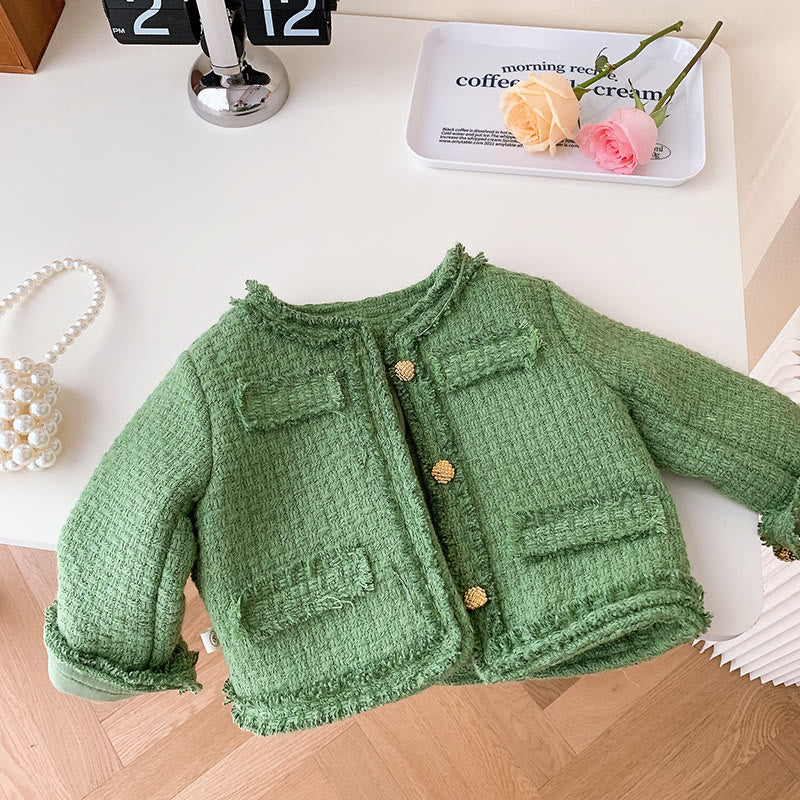 Toddler Girl Green Knitted Sweet Coat