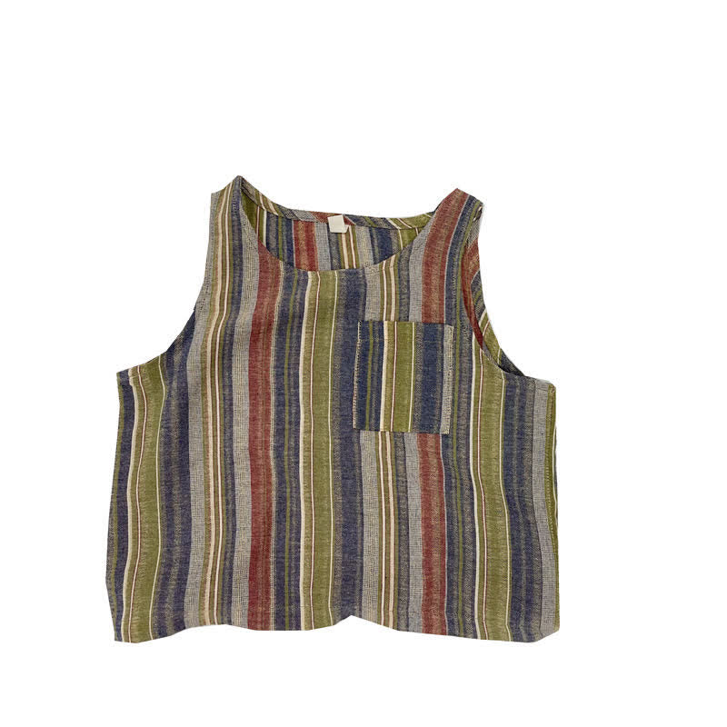 Toddler Boy Striped Crew Neck Pocket Tank Top