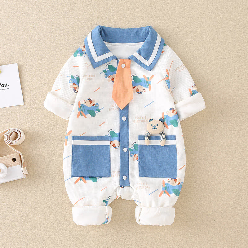 Baby Dog Airplane Collar 3D Cat Romper