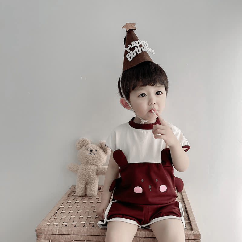 Baby Toddler Color Block Bear 2 Pieces Set