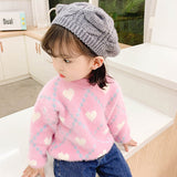 Toddler Girl Thermal Fuzzy Heart Diamond Sweater