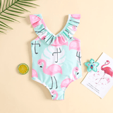 Toddler Girl Ruffled Flamingo Swimsuit