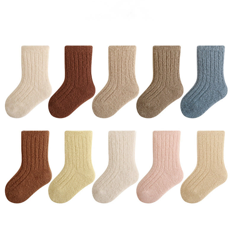 Baby Solid Color Ribbed Fleece Warm Floor Socks