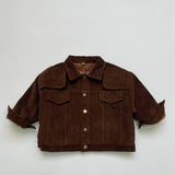 Toddler Solid Color Fleece Lined Corduroy Button Coat