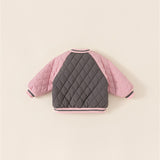 C Toddler Contrast Sleeves Letter Loose Quilted Coat
