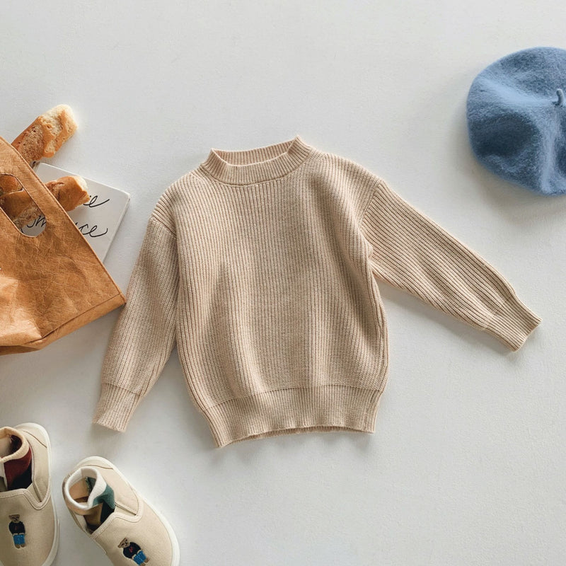 Toddler Solid Color Thin Ribbed Sweater