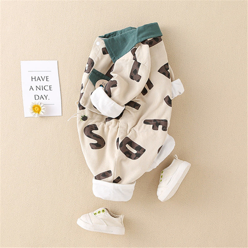Baby Corduroy Polo Pocket Slogan Romper