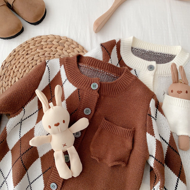 Toddler Diamond Pocket Bunny Color Block Cardigan