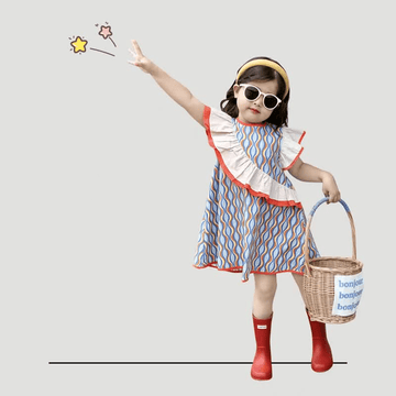 Toddler Girl Colorful Wave Ruffled Dress