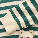 Toddler Striped Bear Patch Corduroy 2 Pieces Set