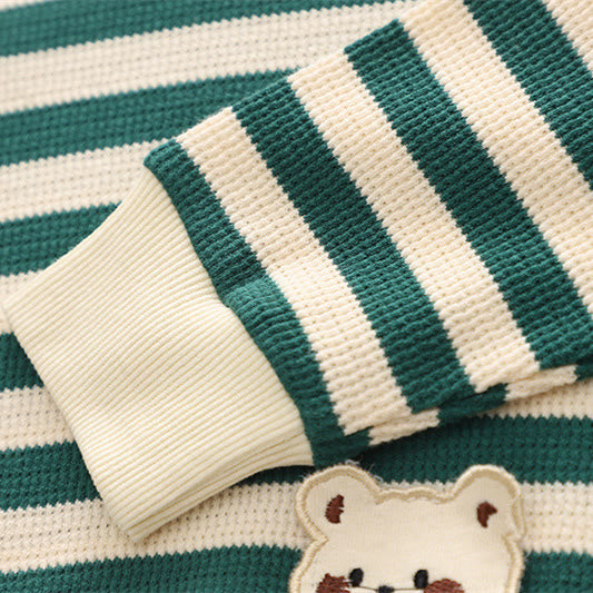 Toddler Striped Bear Patch Corduroy 2 Pieces Set