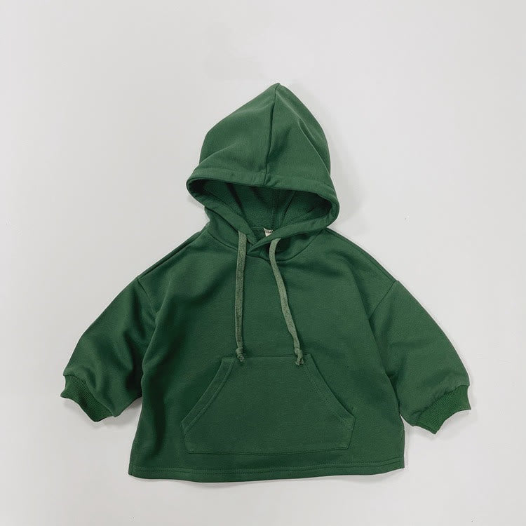 Toddler Casual Pocket Solid Color Hoodie
