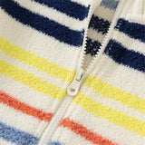 Toddler Colorful Striped Zipper Knitted Fleece Coat