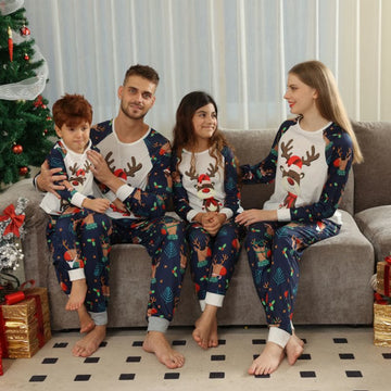 Family Matching Cartoon Scarf Elk Pajamas
