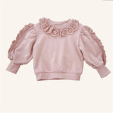 Toddler Girl Lace Sweet Solid Color Sweatshirt