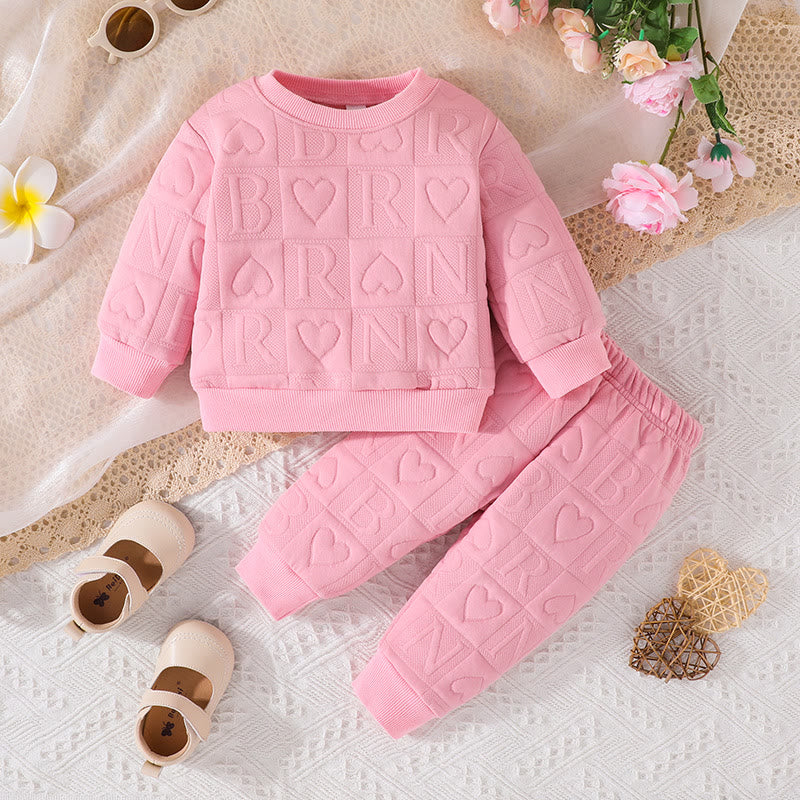 RN Baby Slogan Heart Sweatsuit 2 Pieces Set
