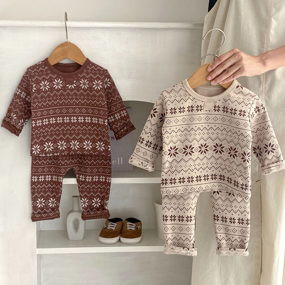 Baby Christmas Snow Printed Pajamas 2 Pieces Set