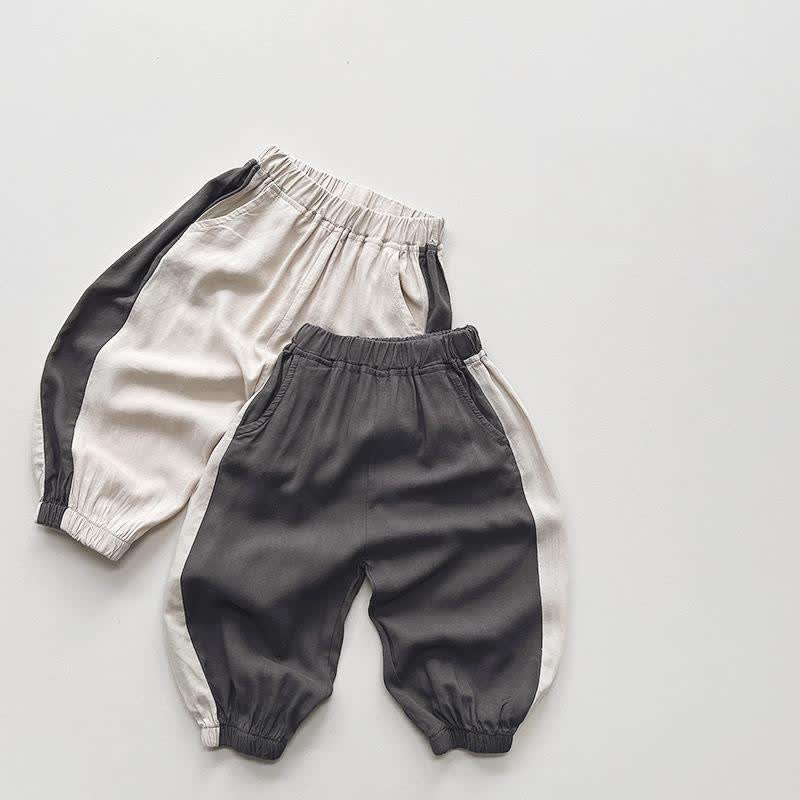 Toddler Boy Color Block Linen Casual Pants