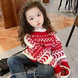 Toddler Girl Vintage Christmas Knitted Sweater