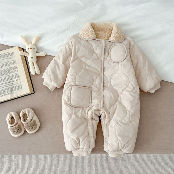 Baby Warm Polo Quilted Apricot Romper