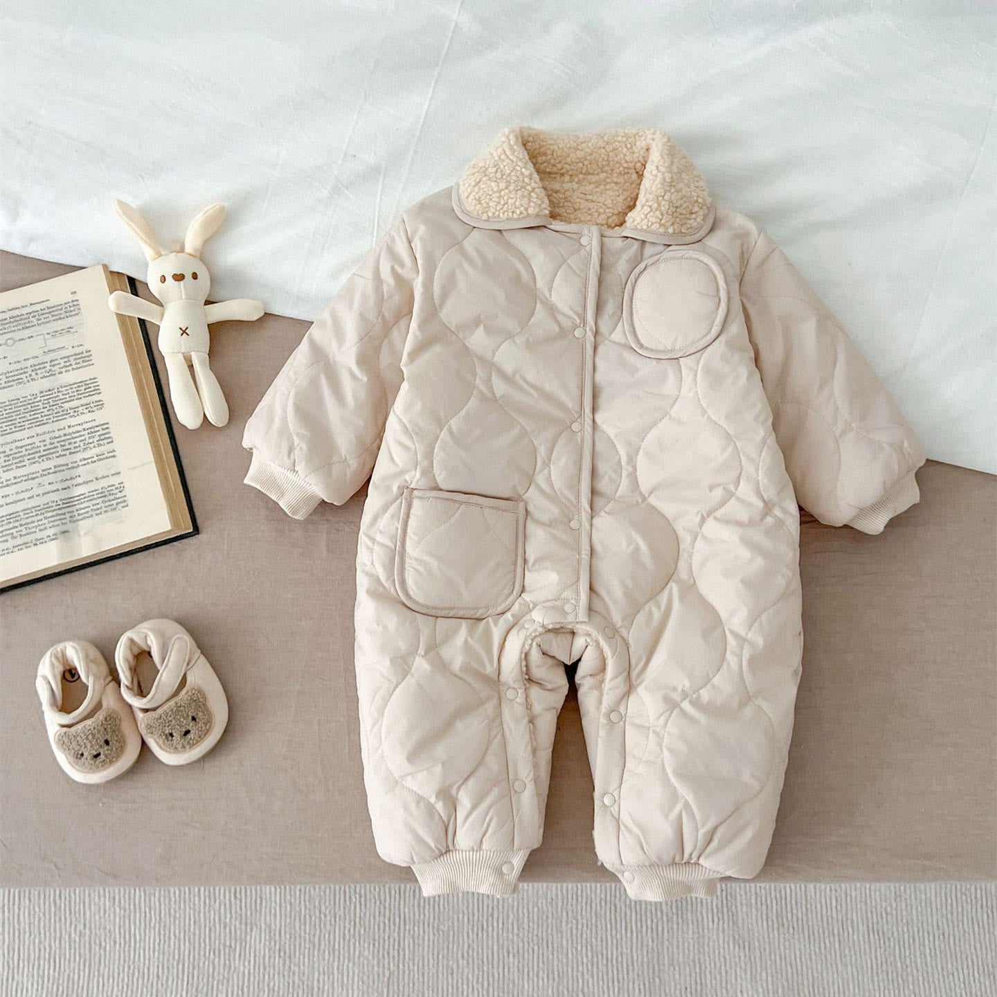 Baby Warm Polo Quilted Apricot Romper