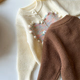 Toddler 3D Dots Heart Knitted Cardigan