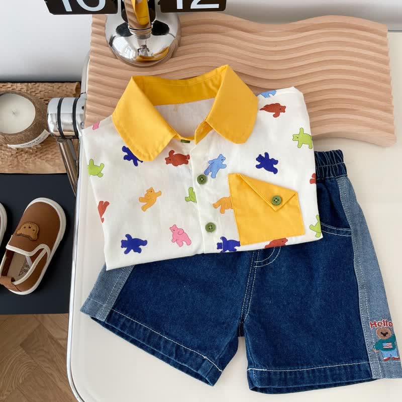 Baby Toddler Bear Polo Collar Shirt