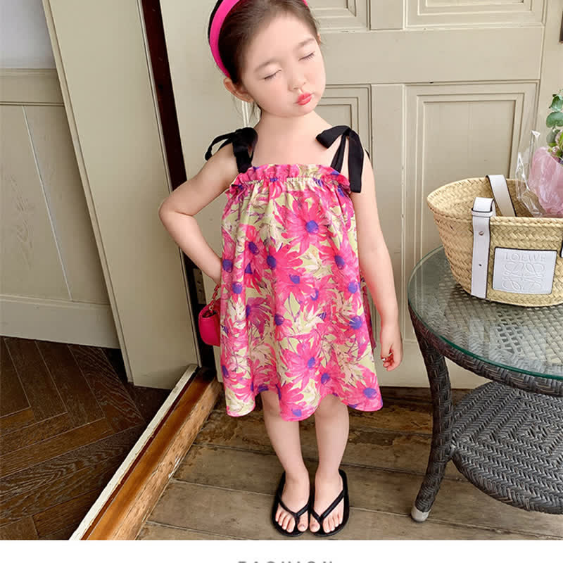 Toddler Girl Flower Camisole Loose Dress