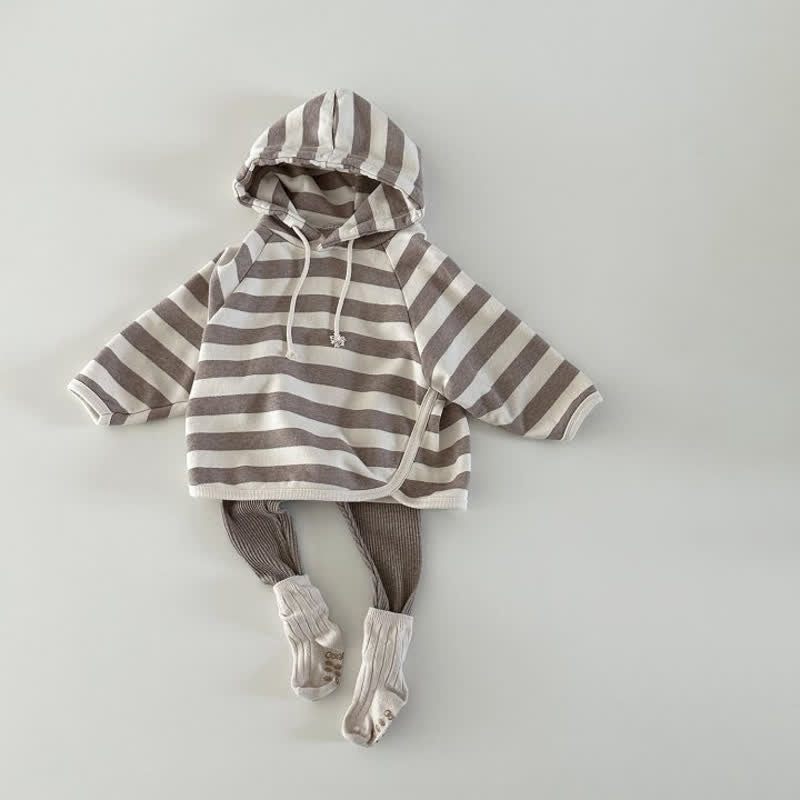 Toddler Striped Casual Hooded Shirt