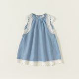 Toddler Girl Lace Trim Denim Dress
