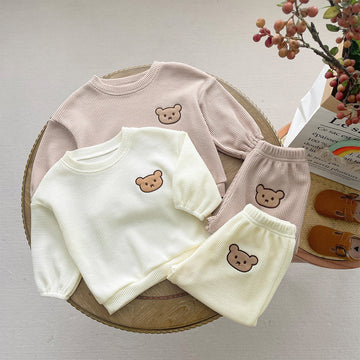 Baby Bear Waffle Sweatsuit 2 Pieces Set