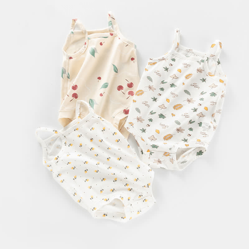 Baby Floral Cherry Newborn Strap Bodysuit