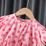 Toddler Girl Heart Puff Sleeve Dress