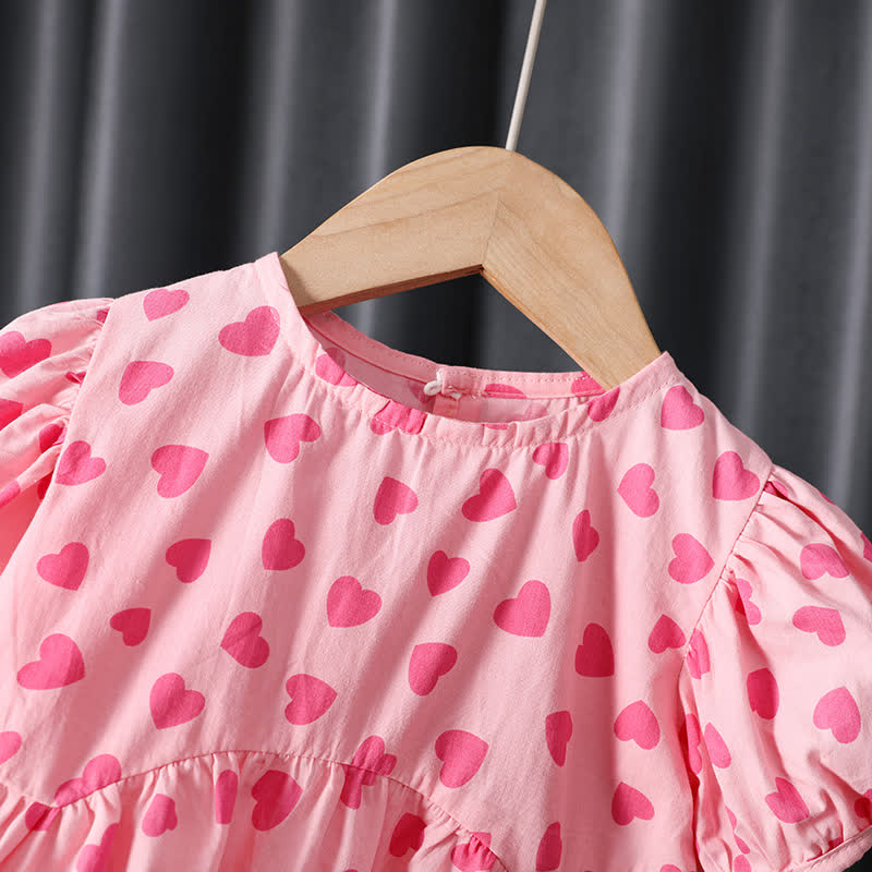 Toddler Girl Heart Puff Sleeve Dress